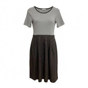 Rosso35 Grey Polka Dot T Shirt Dress Cotton Linen Blend Size 46 | XL